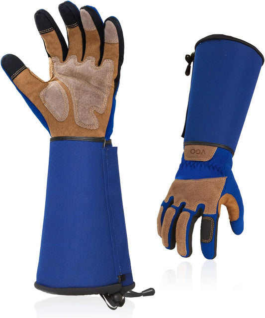 Vgo... Gardening Gloves Unisex,Safety Work Gloves,Long Sleeves Gauntlet,Puncture Proof,Touchscreen(Size S,Blue,SL7496)