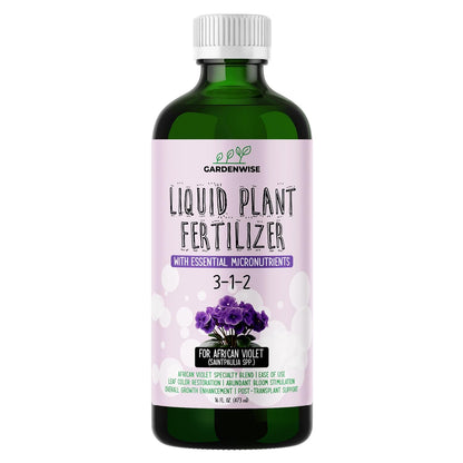 3-1-2 African Violet Fertilizer for Indoor Plants: Liquid Fertilizer with Essential Micronutrients Drops - Plant Food for African Violets (16 OZ)