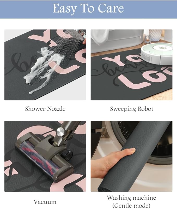 MontVoo-Bath Mat-Bathroom Mat Rug Non Slip Super Absorbent Stain Resistant Quick Dry Thin Bathroom Rug-Bath Mats for Bathroom Floor Bathtub Vanity-24 x35 Pink