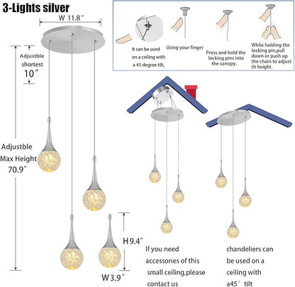 Flashing God 3 Light Bubble Dimmable Crystal Chandelier Chromed Finished Ceiling Hanging Lights Over Table Foyer Entrance Chandeliers