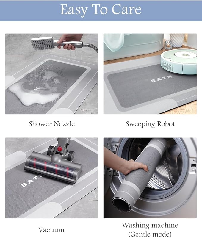 MontVoo-Bath Mat-Bathroom Mat Rug Non Slip Super Absorbent Stain Resistant Quick Dry Thin Bathroom Rug-Bath Mats for Bathroom Floor Bathtub Vanity-Bathmat Bath Rug Easy Care-24"x35" Gray