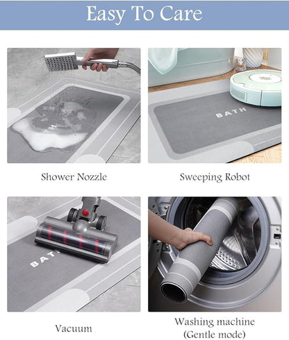MontVoo-Bath Mat-Bathroom Mat Rug Non Slip Super Absorbent Stain Resistant Quick Dry Thin Bathroom Rug-Bath Mats for Bathroom Floor Bathtub Vanity-Bathmat Bath Rug Easy Care-24"x35" Gray