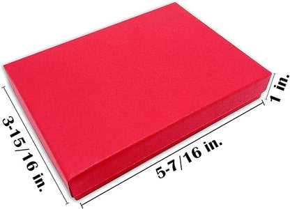 TheDisplayGuys - 25-Pack #53 Kraft Paper Cardboard Gift Boxes/Jewelry Cases w. Cotton Padding & Lid - Matte Red - (5.4" x 3.9" x 1.0")