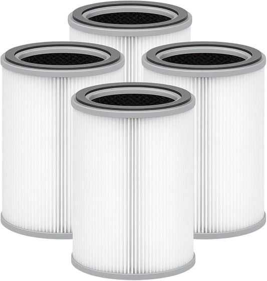 Nispira 3-in-1 True HEPA with Activated Charcoal Replacement Filters, Compatible with TOPPIN TPAP001 Air Purifier Comfy Air C2, 4-Packs
