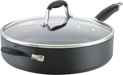 Anolon Advanced Home Hard Anodized Nonstick Sauté Pan with Helper Handle and Lid, 5 Quart - Onyx