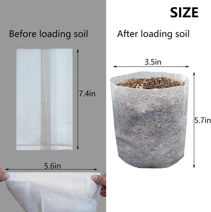 Belit Nursery Growing Bags, 100 Pcs Fabric Seedling Pots Non-Woven Pouch for Gardening Seed Plant Bag, Potato, Flower, Tomato Plant Starts (5.6" x 7.4 ")