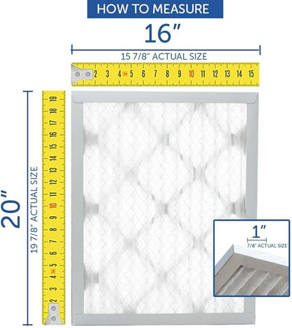 Filters Fast 16x16x2 Pleated Air Filter Merv 13, 2 inch AC Furnace Air Filters, Made in the USA, Actual Size 15.75x15.75x1.75, 6 Pack
