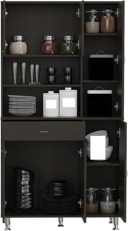 90 Kitchen Pantry, One Drawer, Multiple Cabinets, Two Open Shelves,for use in Restaurants