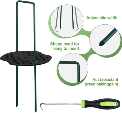 FOTMISHU Landscape Staples 6Inch 50pcs Garden Stakes + 50pcs Gasket, Lawn Pins with Spray Coating Craft, 11Gauge Anti-Rust Ground Yard Spikes Anchoring for Outdoor Tents Irrigation Hoses (Green)