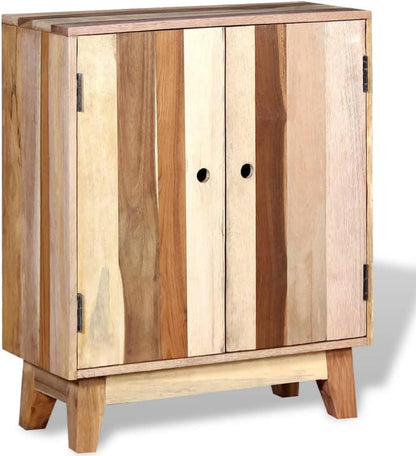 Retro Solid Reclaimed Wood Sideboard with Ample Storage, Handmade Craftsmanship and Durable Lacquered Finish in Warm Brown and Beige Tones for Living Room Dining Room Bedroom