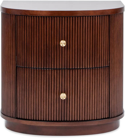 Jennifer Taylor Home Valentine 24" 2-Drawer Storage Side Table, Dark Walnut Beech Wood