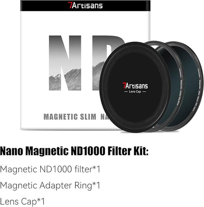 7artisans Nano Magnetic Filter UV Filter ND Light Reduction Filter/CPL Polarization Filter/GND Gradient Filter/Black Mist 1/4 Portrait Photography Filter Suitable for Lens(72mm ND1000)