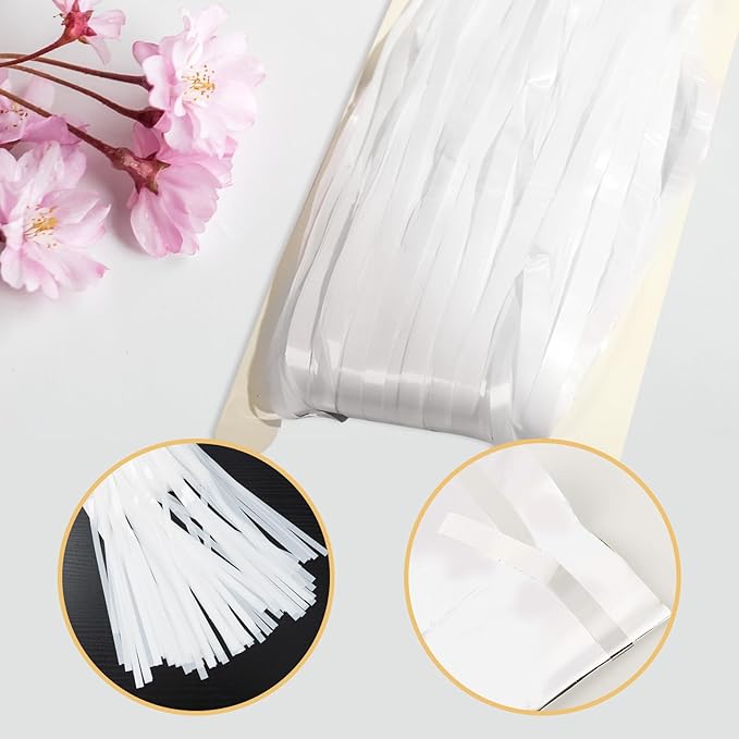 10 Pack White Foil Curtain Backdrop 3.2ft x 9.8ft Black Metallic Tinsel Foil Fringe Curtains Streamer Photo Booth Backdrop for Birthday Party Engagement Bachelorette Party Decorations (White)