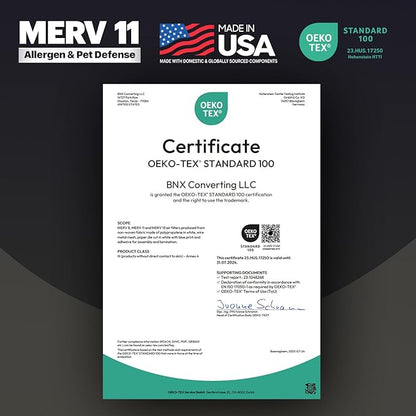 BNX TruFilter 20x20x2 Air Filter MERV 11 (4-Pack) - MADE IN USA - Allergen Defense Electrostatic Pleated Air Conditioner HVAC AC Furnace Filters for Allergies, Dust, Pet, Smoke, Allergy MPR 1200 FPR 7