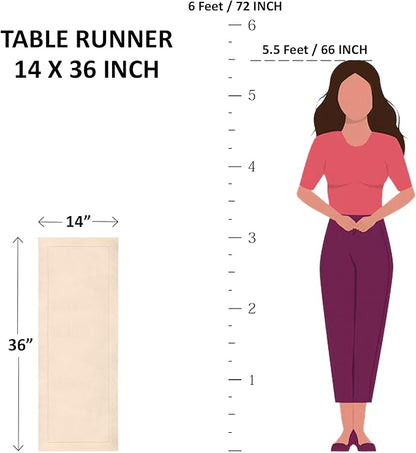 Solino Home Cotton Linen Table Runner 36 Inches - Pumpkin Hemstitch Table Runner 14 x 36 Inch Ideal for Dresser and Coffee Tables - Fall, Autumn, Halloween, Thanksgiving, Holiday