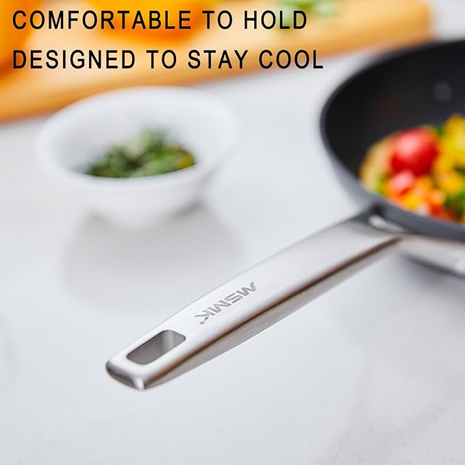 MsMk 10-Piece Pots and Pans Set non stick, Cookware Sets for building a starter kitchen or refreshing, Even Heating, Easy Clean-Up, Comfortable Handling, Induction Compatibility
