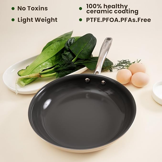 Skillet Ceramic Nonstick Frying Pans,11 Inches Non Stick Large Cooking Pan for Kitchen,PFOA PTFE PFAs Free