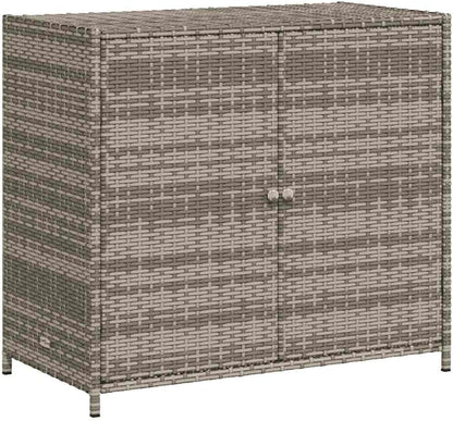 Grey Outdoor Storage Cabinet for Patio and Garden with 4 Shelves, Durable PE Rattan Construction, Weather Resistant Design, Ample Space for Cushions and Supplies