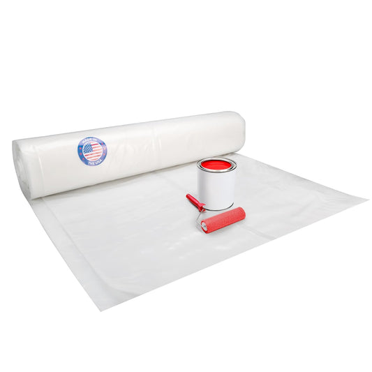 Plastic Sheeting 6 mil, 10' x 100' (1000 sq. ft.) - LDPE Film Roll - Strong Semi-Clear Plastic Rolls Heavy Duty Outdoor - Thick Painting Plastic Covering for Construction by IDL Packaging