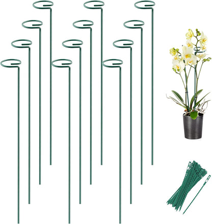 Joyhalo 12 Pack Plant Support Stakes 24 Inch, Plant Stakes, Flower Stakes with 24 Twist Ties, Garden Sticks for Plants Iris, Dahlia, Gladiolus, Amaryllis, Rose, Sunflower, Tomato, Sapling Etc