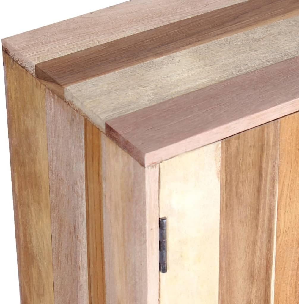 Retro Solid Reclaimed Wood Sideboard with Ample Storage, Handmade Craftsmanship and Durable Lacquered Finish in Warm Brown and Beige Tones for Living Room Dining Room Bedroom