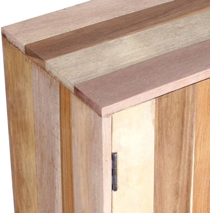 Retro Solid Reclaimed Wood Sideboard with Ample Storage, Handmade Craftsmanship and Durable Lacquered Finish in Warm Brown and Beige Tones for Living Room Dining Room Bedroom