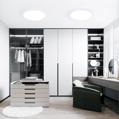 Flush Mount Ceiling Light Fixtures,18W Flat led Light for Ceiling,6500K 1800LM Ultra Thin Round White Lamp for Bedroom Kitchen,Bathroom,Garage,Living Room, Dining Room