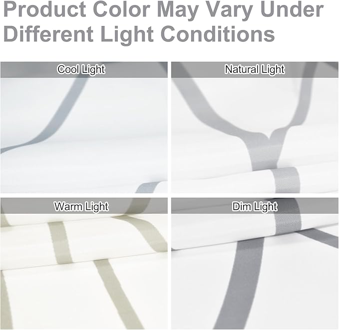 Punkray Grey and White Striped Polyester Shower Curtain for Bathroom with Hooks, Weighted Hem Water Repellent Washable, 60 x 72