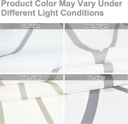 Punkray Grey and White Striped Polyester Shower Curtain for Bathroom with Hooks, Weighted Hem Water Repellent Washable, 60 x 72