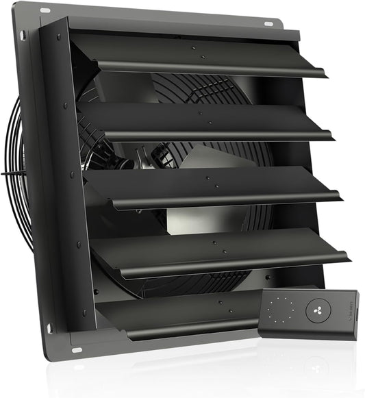 AC Infinity AIRLIFT S16, Shutter Exhaust Fan 16” with 10-Speed Controller, EC Motor - Wall Mount Ventilation and Cooling for Sheds, Attics, Workshops, and Greenhouses
