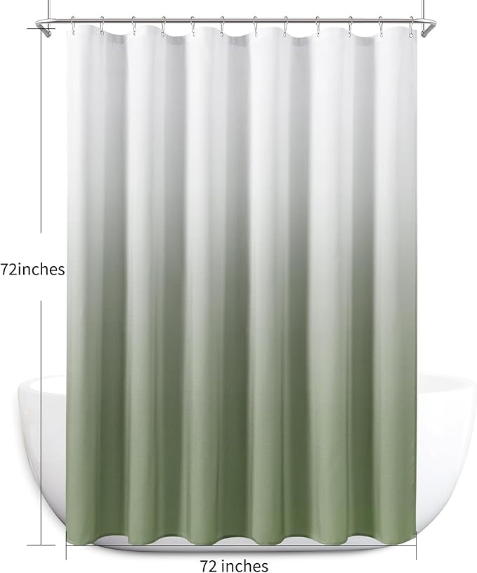 Naturoom Light Sage Shower Curtains for Bathroom,Ombre Cloth Fabric Shower Curtain Set with 12 Hooks Light Sage Bathroom Decor 72 x 72