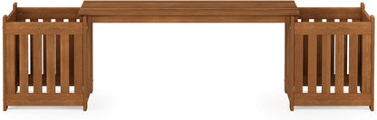 FURINNO FG19455 Tioman Hardwood Outdoor Lifestyle Flowerbox with Bench, Natural