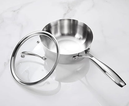 KEAWELL K3 Premium 2-Quart Tri-Ply Stainless Steel Saucepan with Lid, Induction & Oven Safe up to 600°F, Even Heating, Professional Cookware for All Stovetops (2-Qt)