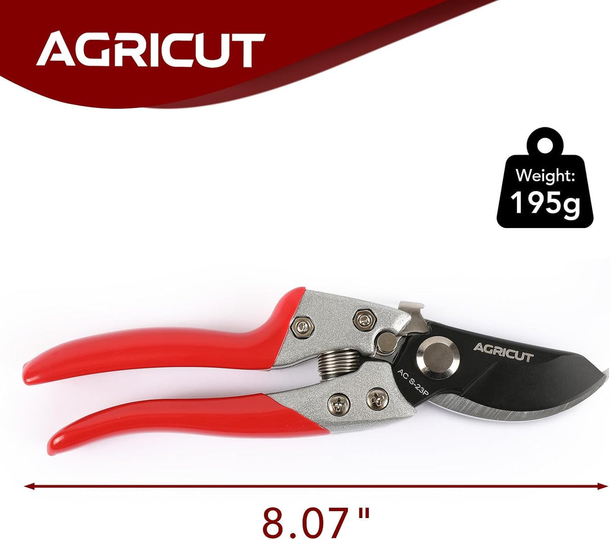 AGRICUT Pruning Shears for Gardening - 1 Inch Cut Capacity Bypass Pruners with High Carbon Steel Blade Aluminum Handle Pruning Shears Heavy Duty