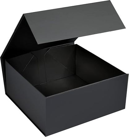 CECOBOX - Gift Boxes with Lids for Presents 6"x6"x2.75" - Matte, Collapsible Magnetic Closure Gift Box - Groomsmen & Bridesmaid Proposal Boxes, Wedding, PR, Birthdays, Holidays (Black)