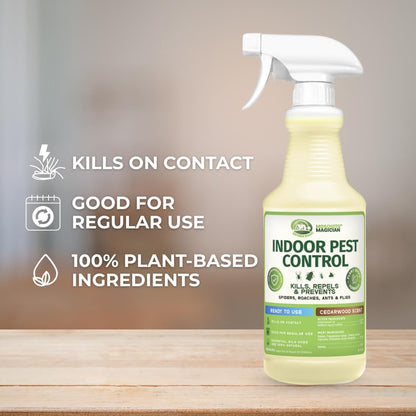 Mosquito Magician Indoor Pest Spray – Design for Indoor Use to Neutralize Spiders, Roaches, Ants & Flies with Plant-Sourced Essential Oils, Efficient Ready to Use Home Pest Spray – Rosemary, 32 OZ