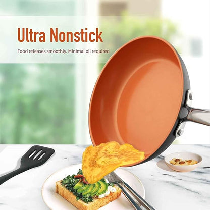 24 Pcs Pots and Pans Set Nonstick, Ceramic Cookware Sets, Kitchen Cookware Sets without PFAS, PTFE or PFOA, Compatible with All Stovetops, Oven Safe,Copper