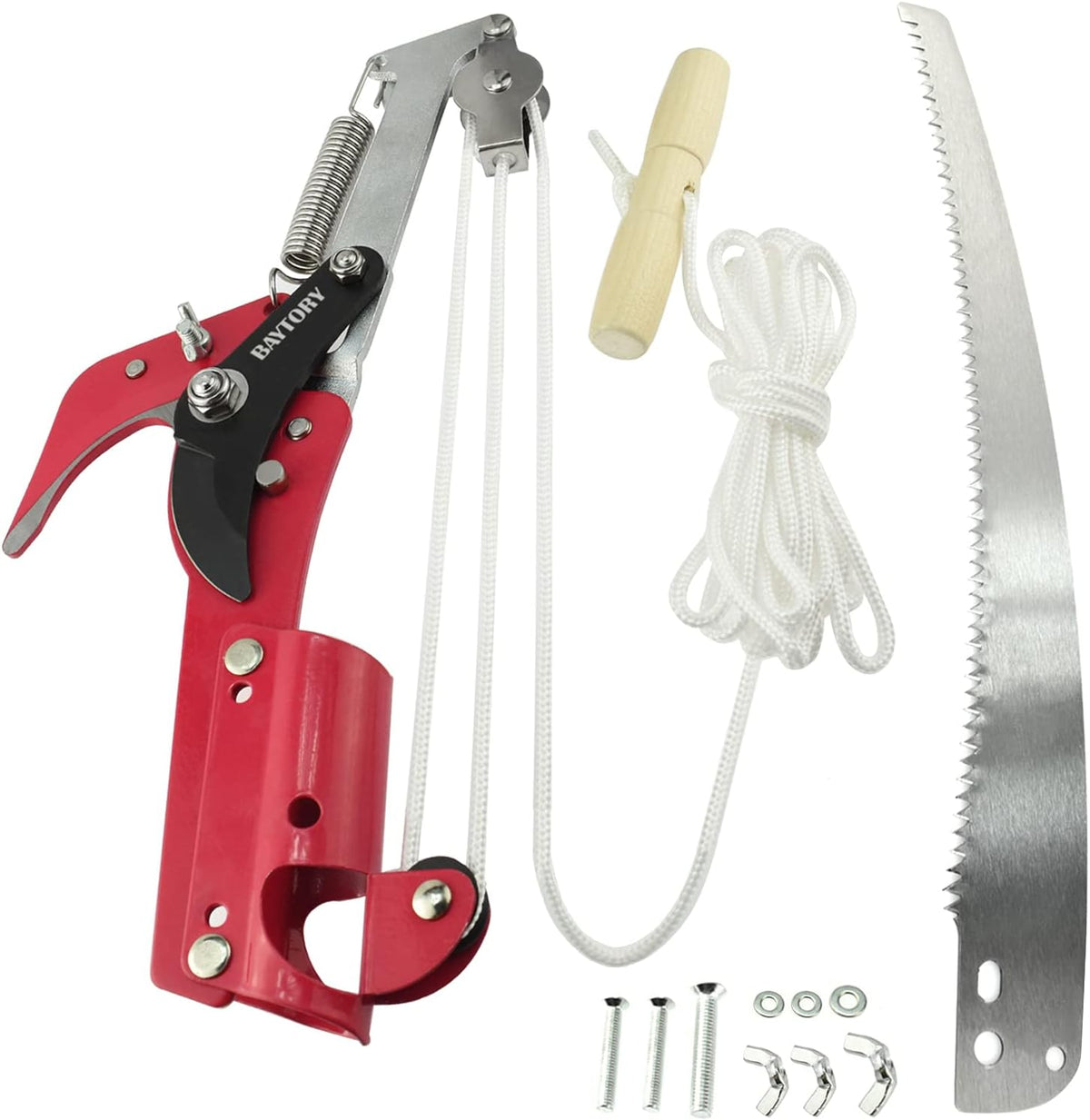 BAYTORY Extendable Tree Pruner Saw Head Without Pole, High-Altitude Branches Trimmer Pruning Shears, Harvester Clipper for Plant Twig Vine, Garden Trimming Tool