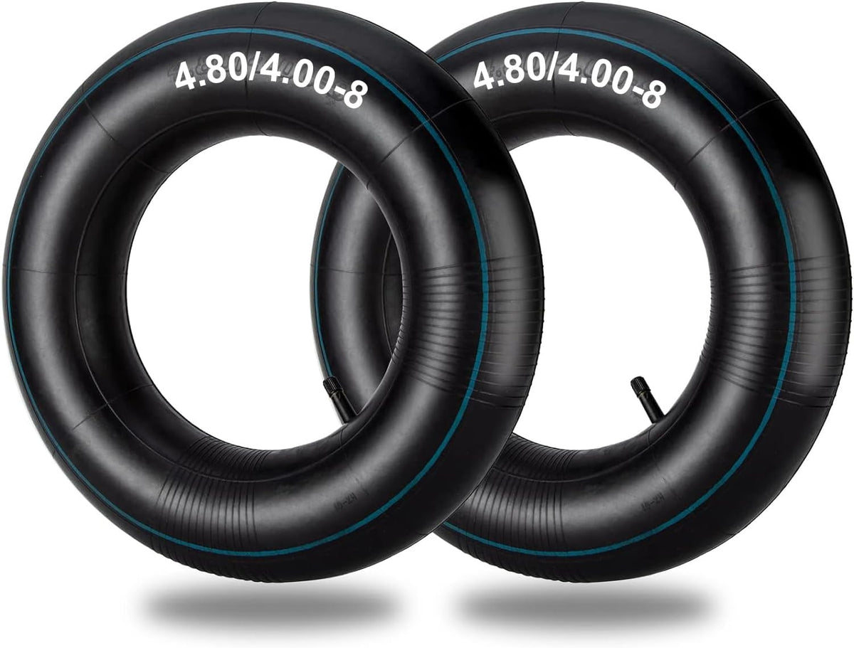 4.80/4.00-8" Inner Tubes, 2 Pack Heavy Duty 4.80 4.00-8/480/400-8 Replacement Tire Inner Tube with Straight Valve Stem for Wheelbarrows, Lawn Mowers, Hand Trucks, Trailers, Tractor, 8" Carts