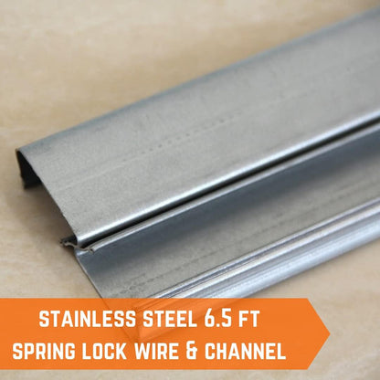 Farm Plastic Supply - Spring Wire & Lock Channel - (5 Pack) - Steel 6.5 ft Spring Lock Track & U-Channel Bundle for Greenhouse Plastic Polyethylene Film or Shade Cloth