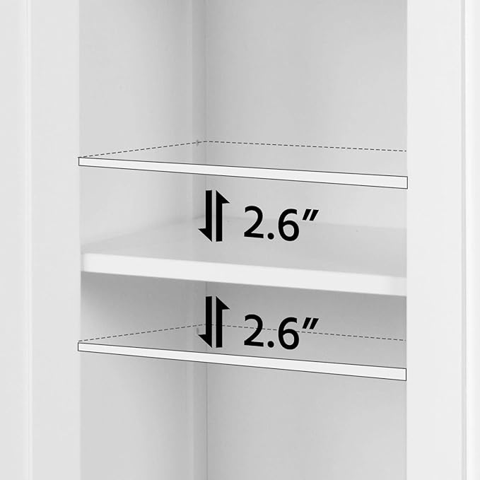 Yaheetech Bathroom Floor Cabinet, Modern Storage Freestanding Organizer Cabinet with Adjustable Shelves & Double Doors, 3-Tier Home Living Room Furniture, White