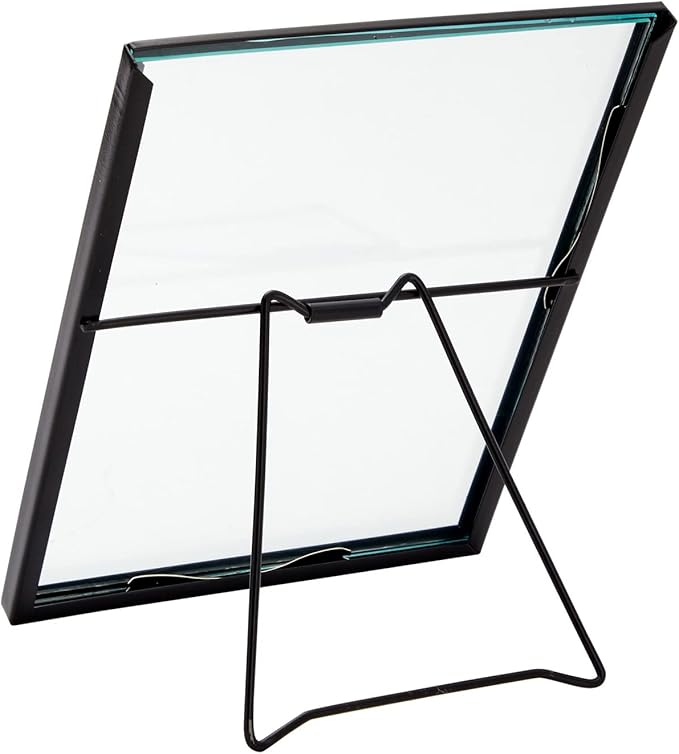 Juvale Wedding Floating Glass Picture Frames - 8-Pack, Black, 6.9" x 8.9", for 5" x 7" Photos - Hanging Picture Frames & Table Number Display - Double-Sided Glass & Easel Back