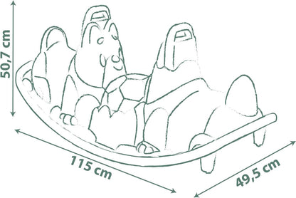Smoby Life - Swing dogs - 2 ergonomic seats, 1 middle seat, 2 handles - Recycled material - From 18 months - Made in France
