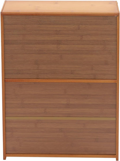 3 Tier Kitchen Pantry Sideboard with Sliding Doors and Adjustable Shelf,Small Countertop Storage Cabinet for Kitchen, Living Room,Dinning Room,Brown