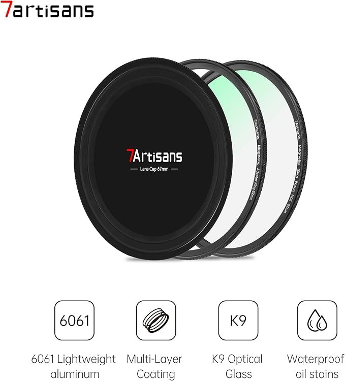 7artisans Nano Magnetic Filter UV Filter ND Light Reduction Filter/CPL Polarization Filter/GND Gradient Filter/Black Mist 1/4 Portrait Photography Filter Suitable for Lens(72mm ND64)