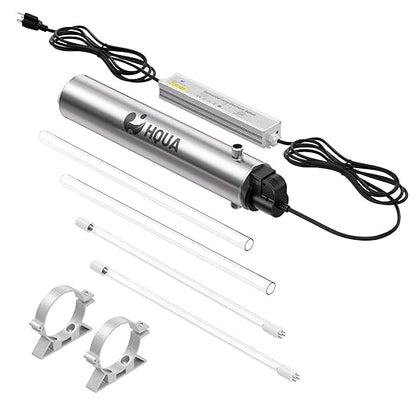 HQUA-TWS-12 Ultraviolet Water Purifier Filter for Whole House Water Purification,12GPM 120V, 1 Extra UV Lamp + 1 Extra Quartz Sleeve