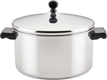 Farberware Classic Stainless Steel 6-Quart Stockpot with Lid, Stainless Steel Pot with Lid, Silver