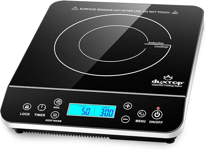 Duxtop Ceramic Non-stick Frying Pan, Stainless Steel & Portable Induction Cooktop, Countertop Burner Induction Hot Plate & Professional Stainless Steel Sauce Pan with Lid, Kitchen Cookware