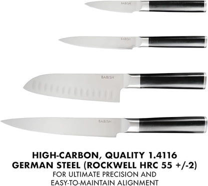 Babish High-Carbon 1.4116 German Steel 14 Piece Full Tang Forged Kitchen Knife Set W/Sheaths