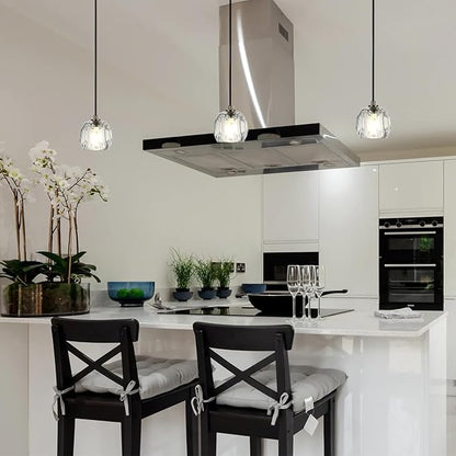 Modern Pendant Light Fixture, Prism Crystal Small Pendant Light for Kitchen Island, Black Crystal Single Pendant Lighting for Dining Room Bedroom